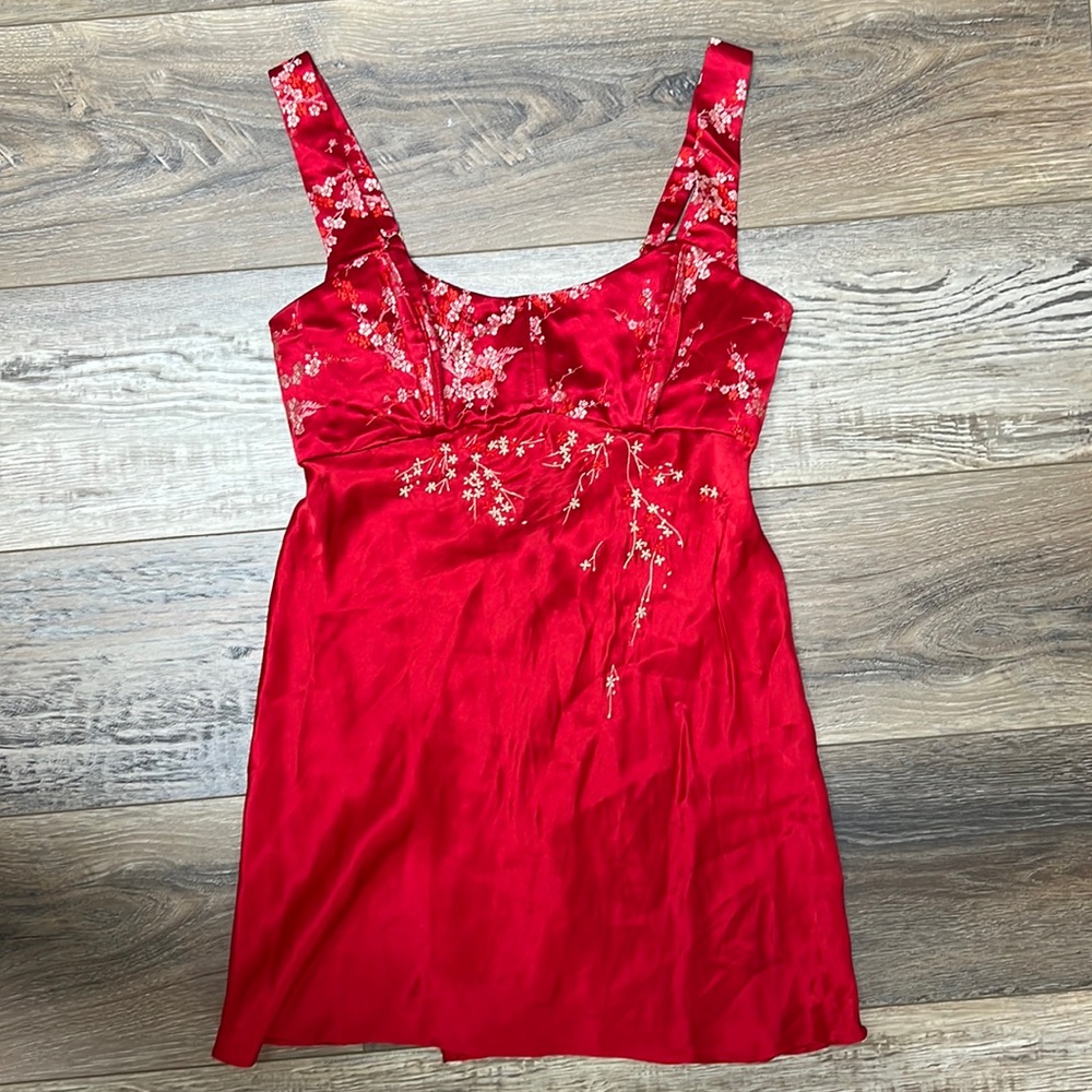 Vintage 90s Victoria’s Secret VS red floral dress S